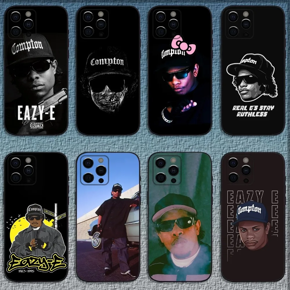 Чехол для телефона E-Eazy E Rapper для iPhone 16,15,14,13,12,11,Pro,X,XS,Max,XR,Plus, мягкий черный мини-Чехол