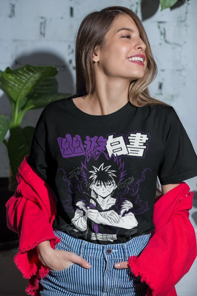 Фото Футболка Hiei Yu Hakusho Kurama Kuwabara Аниме Манга черная рубашка Yusuke Hiel №3