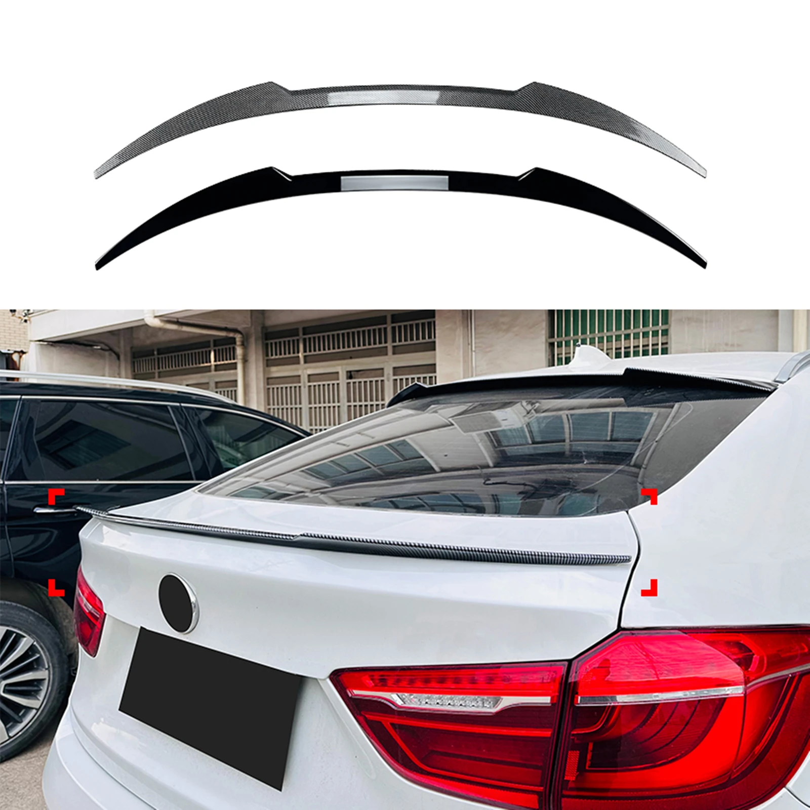 Задний спойлер на крышку багажника, крыло для BMW X6 F16 X6M 2014-2020, ABS, углеродное волокно/глянцевый черный хвост, разделитель задней двери, удлинитель для губ