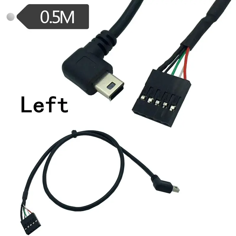 USB-кабель Mini 5P с левым и правым изгибом папа/DuPont 2,54/1*5P USB-Кабель-адаптер 0,5 м