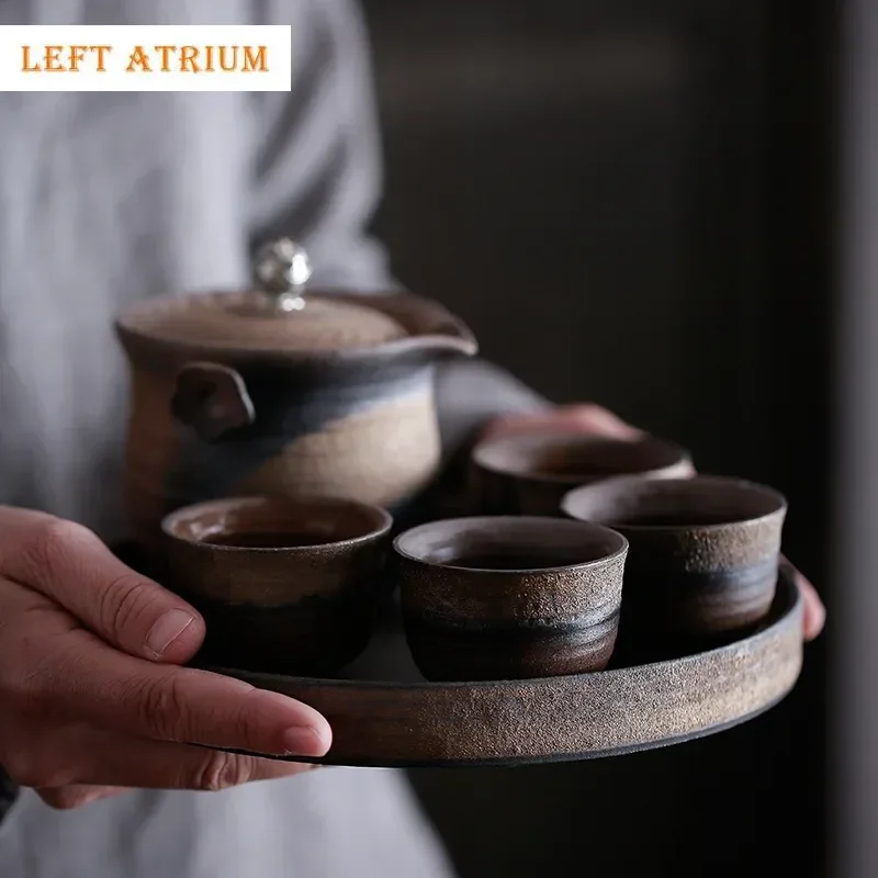 Японский сырой чайный сервиз Tao Yi Pot Four Cups of Tea Set Керамический чайный сервиз кунг-фу Керамический чайный сервиз Керамический чайный сервиз Дорожный чайный сервиз Чайный сервиз