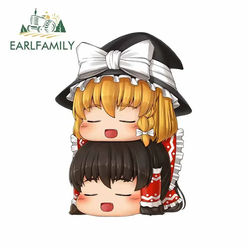 EARLFAMILY 13 см x 9,7 см аниме наклейки на автомобиль с двойной девушкой горничной, приклеивающиеся стикеры на лобовое стекло, Забавный Декор на лобовое стекло