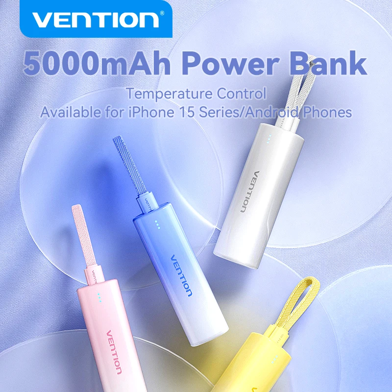 Vention Power Bank 20 Вт, быстрая зарядка, 5000 мАч, портативный PowerBank для iPhone 15 Pro Max, внешний аккумулятор Xiaomi Huawei, PD 20 Вт