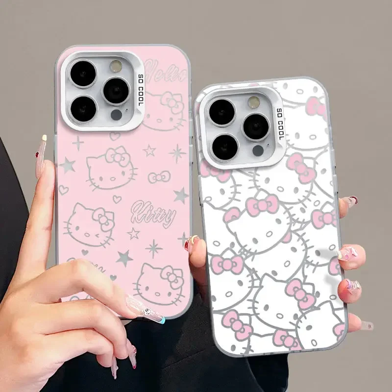 Фото Чехол для телефона Hello Kitty Y2k с рисунком для iPhone 17 Air 16 15 12 Pro Max 16e 13 Mini 14 Plus, жесткий противоударный серебряный чехол для девочек №2
