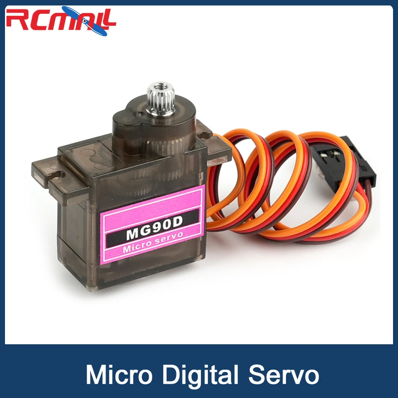 MG90D Micro Digital Servo Металлическая шестерня Щеточный двигатель 180 Угол управления без механической пределки 9 г 4,8 В-6 В для радиоуправляемого автомобиля Самолет Игрушка DIY
