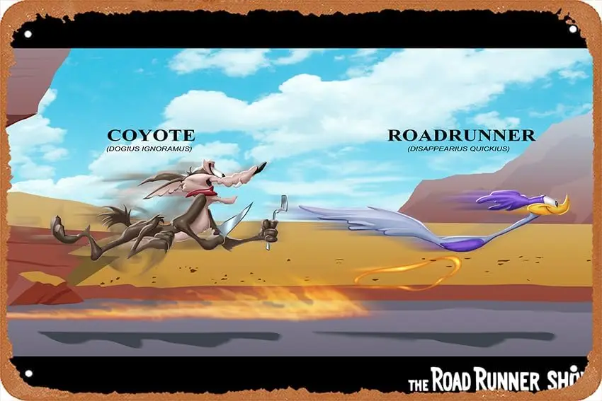 Дорожный бегун и хвиля e coyote, винтажная металлическая жестяная вывеска, постер, кафе-бар, офисное художественное украшение на стену-алюминий