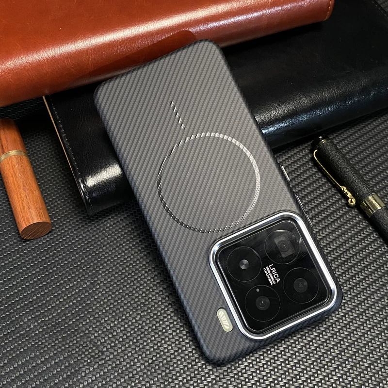 Чехол MagSafe с магнитной текстурой углеродного волокна для Xiaomi Mi 15 15pro 15Ultra 14 Pro, ультратонкий жесткий чехол для беспроводной зарядки