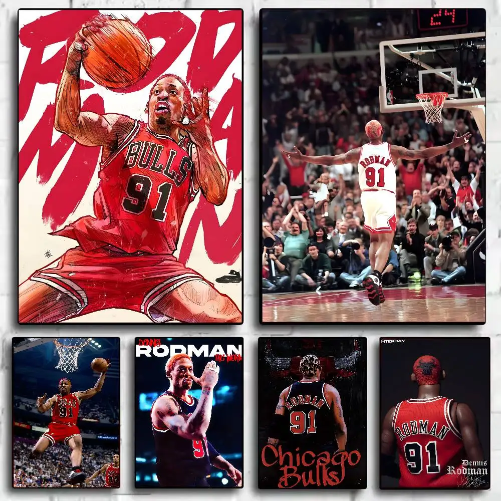 1 шт., баскетбольная звезда D-Dennis Rodman, постер HD Art, липкая стена, водонепроницаемый, для дома, гостиной, спальни, бара, эстетическое украшение