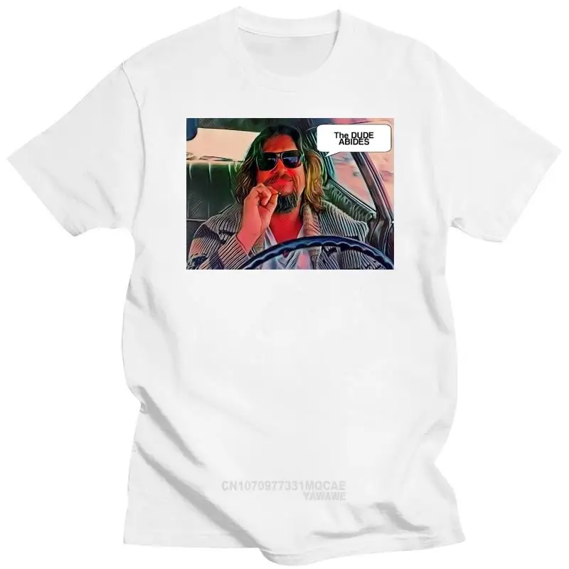 Футболки с рисунком DUDE ABIDES Big Lebowski The Dude The Big Lebowski ТВ, женская и мужская футболка с круглым вырезом и короткими рукавами