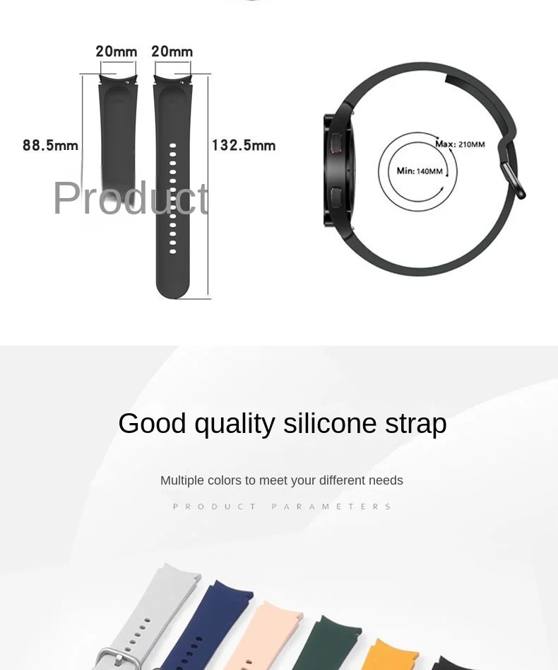 Фото Силиконовый ремешок 20 мм для Samsung Galaxy Watch 4 6 Classic 47 мм/46 мм Pro 45 мм NO BAPS BRACETE BRACETE Galaxy Watch 7 6 5 4 40 мм/44 мм пояс женского запястья с длинными и короткими моделями длинных и зимних длин №5