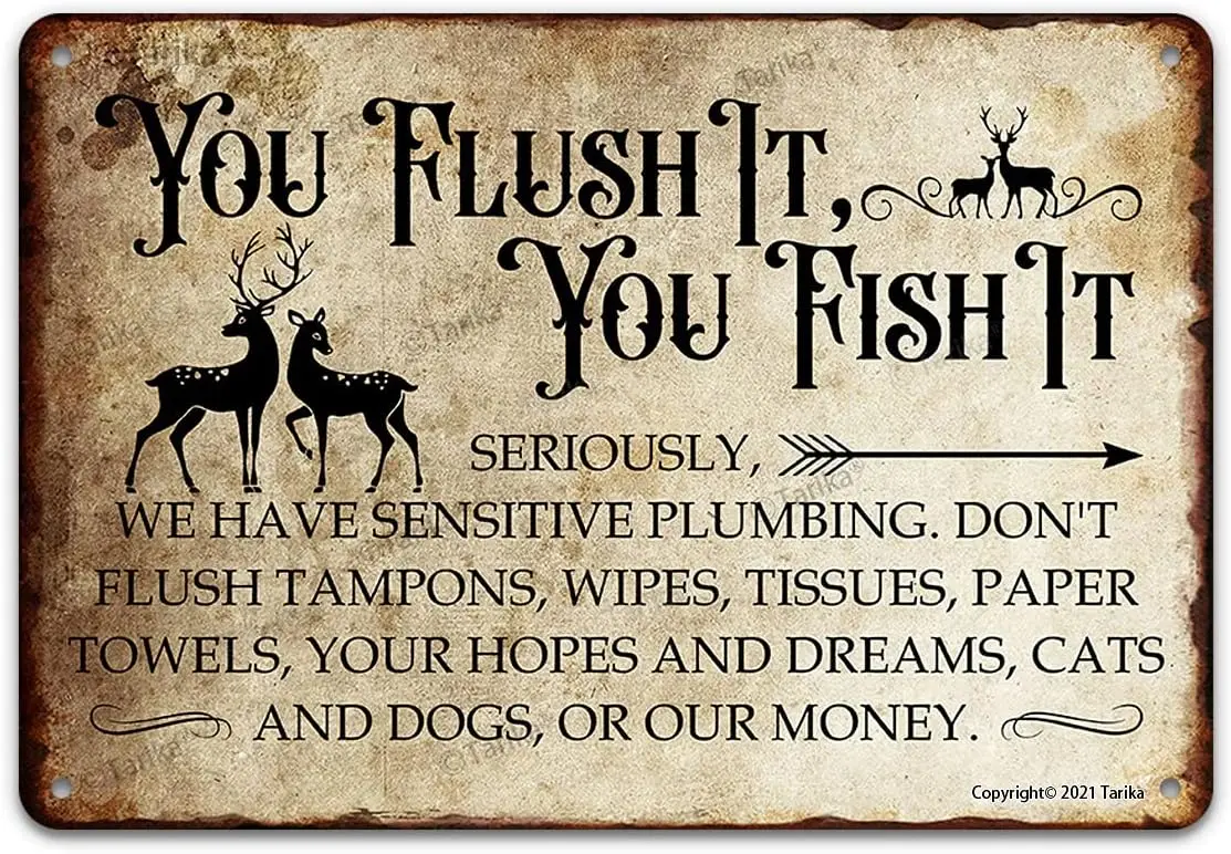 1p, винтажная металлическая жестяная вывеска, настенная табличка, You Flush It You Fish It, уличный уличный гараж, домашний бар, клуб, настенный декор, дюйм
