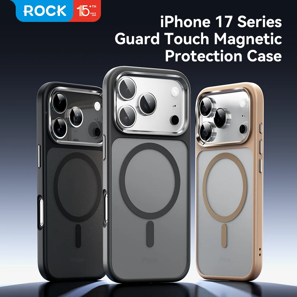 Полупрозрачный магнитный чехол ROCK для iPhone 17 Pro Max, матовый четырехконневый чехол с подушкой безопасности, твердый чехол с защитой от падения для iPhone 17 Pro, чехол-бампер