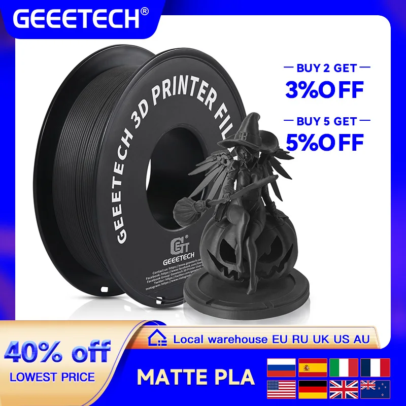 Наполнитель для 3D-принтера Geeetech, матовый пластик пла, 1 кг, 1,75 мм, без спутывания, расходные материалы для 3d-печати, вакуумная упаковка, быстрая доставка