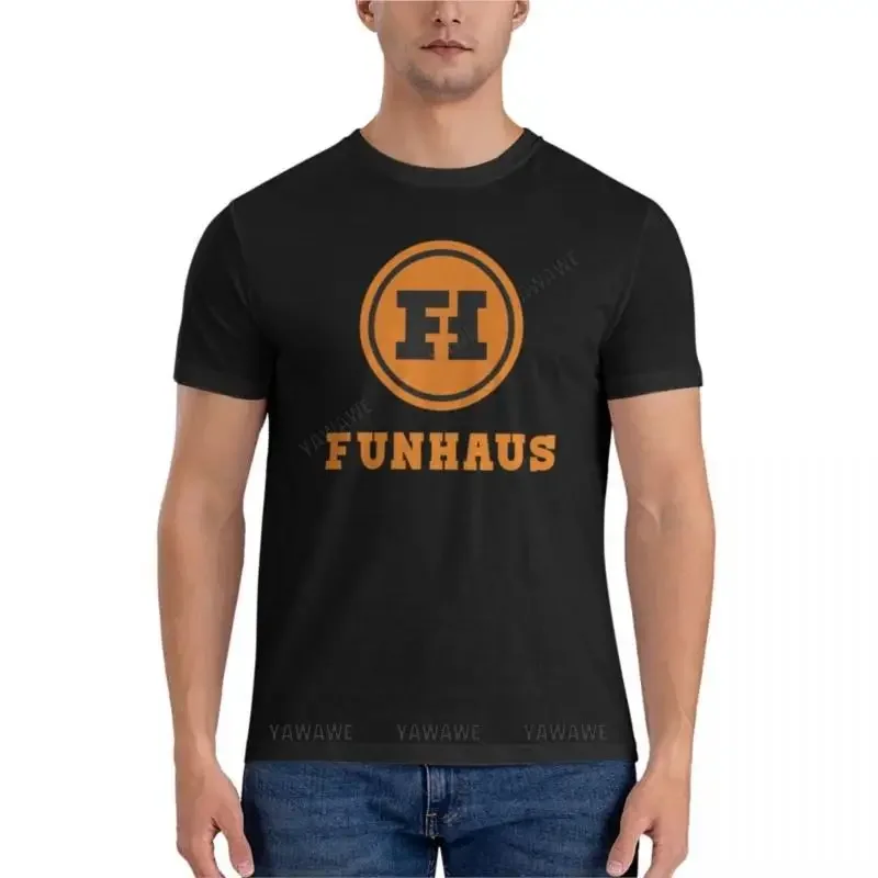 Футболка с логотипом funhaus, забавные футболки, мужские футболки с рисунком, винтажная футболка в стиле хип-хоп, мужская одежда