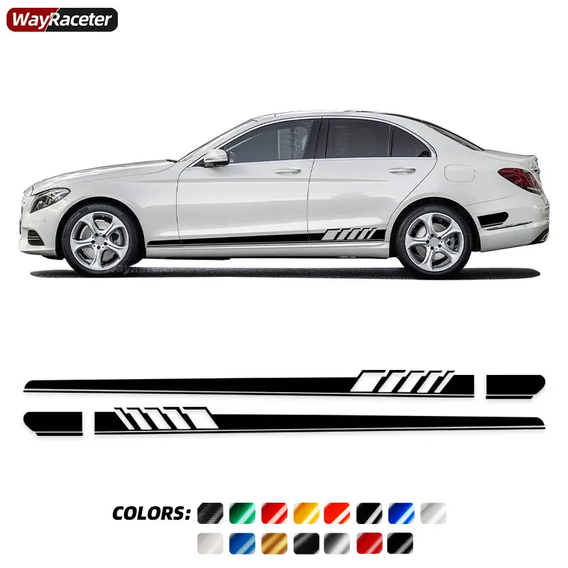 Наклейка на юбку с одной дверью и боковыми полосками для Mercedes Benz W205 C63 AMG C Class Coupe C205 A205 Estate S205 C43 C180 C220 300