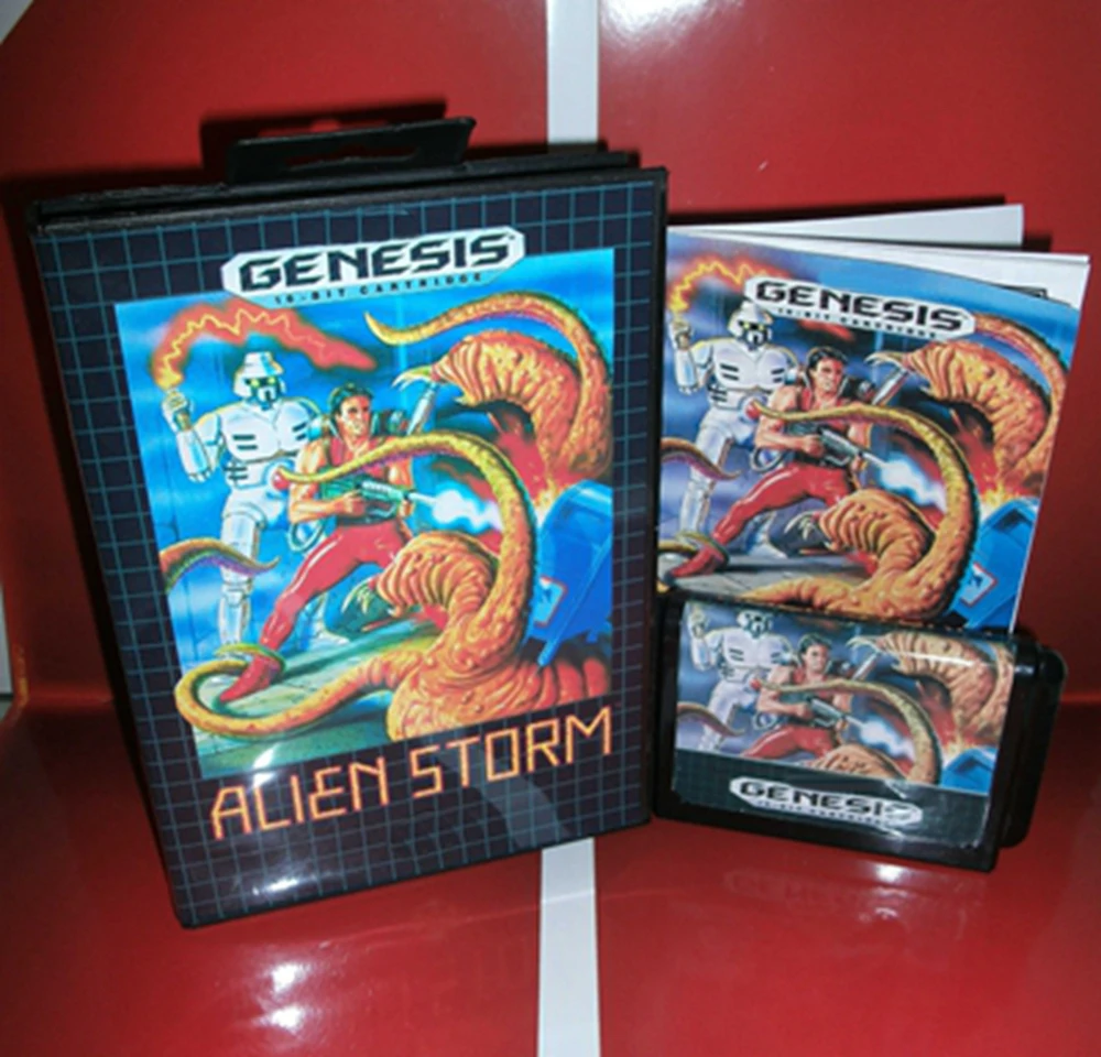 Alien Storm с коробкой и ручным картриджем для 16-битной игровой карты Sega MD, системы Megadrive Genesis