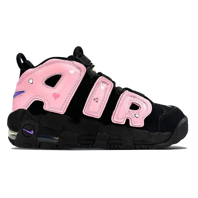 Фото [На заказ GS Naughty Little Rabbit Black Powder]Nike Air More Uptempo винтажные баскетбольные кроссовки женские средние кроссовки розового цвета №2