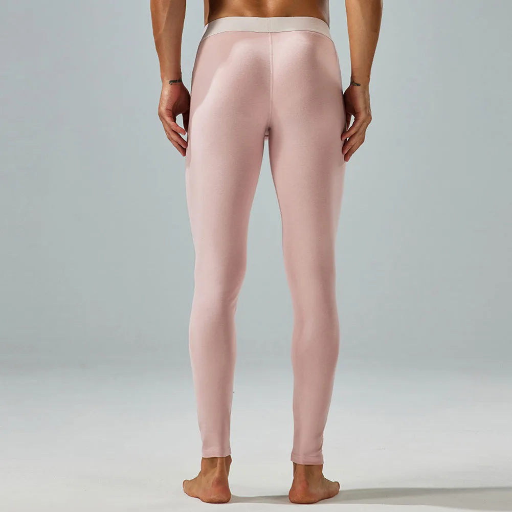 Фото Мужские термобрюки Long Johns, плотное нижнее белье, флисовые леггинсы, зимняя одежда для сна, выпуклая сумка, брюки с бандажами, тонкие удобные брюки №3