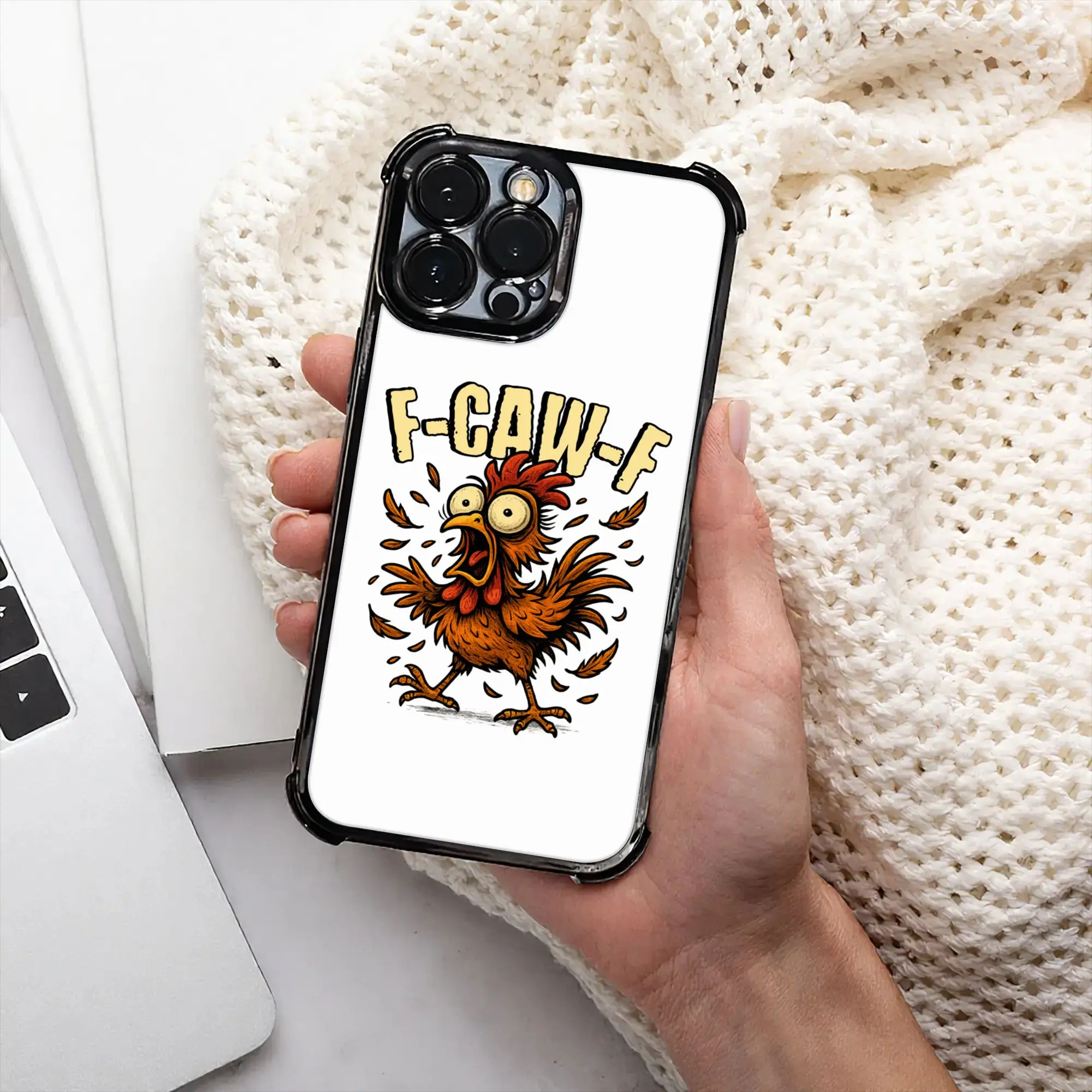 Чехол для телефона с мемом F Caw F Rooster: Забавный куриный юмор, гальваническое покрытие, для различных моделей iPhone