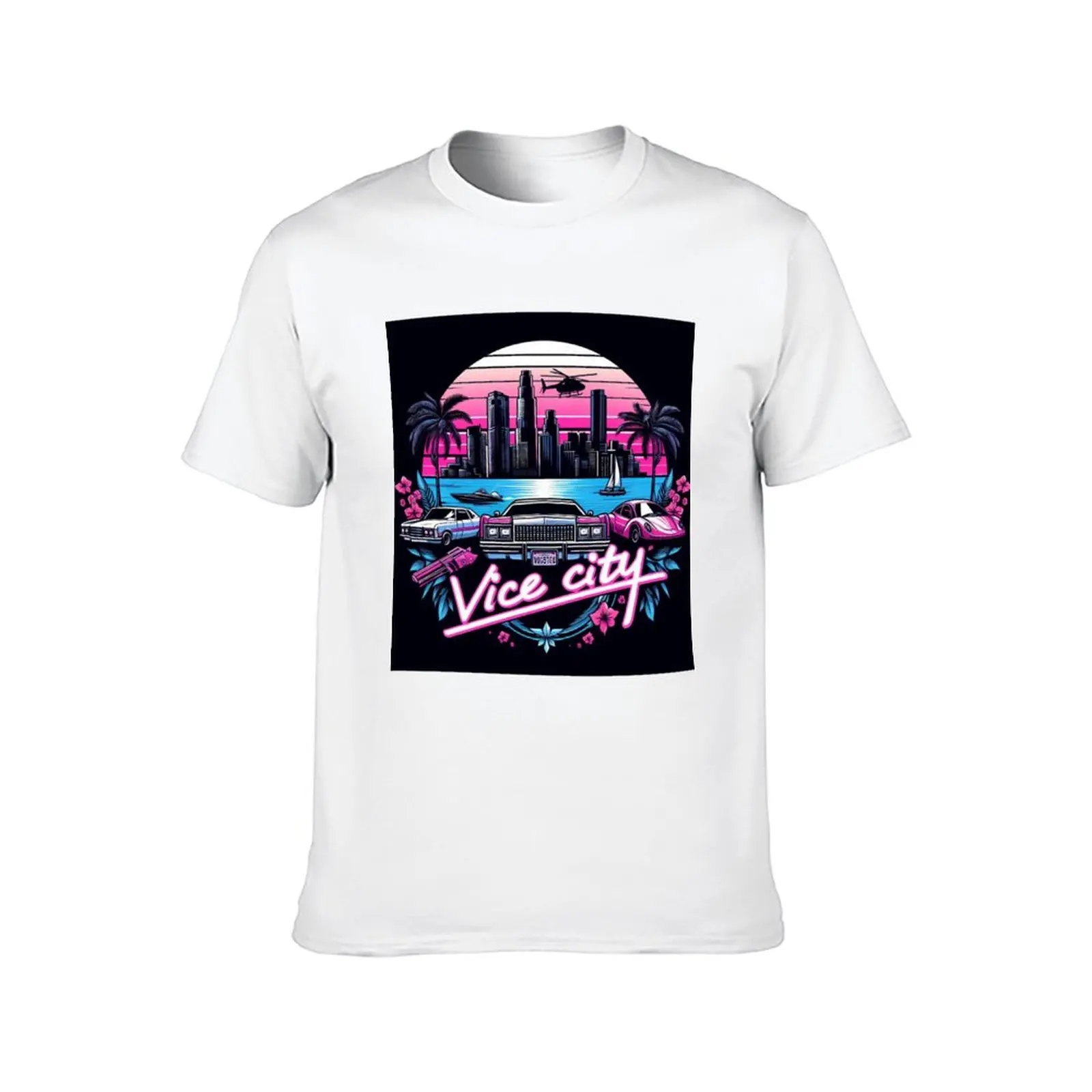 Фото Добро пожаловать Vice City - коллекция Gta 6 GTA VI, мужская футболка, хлопковые футболки для мужчин, облегающая футболка №2