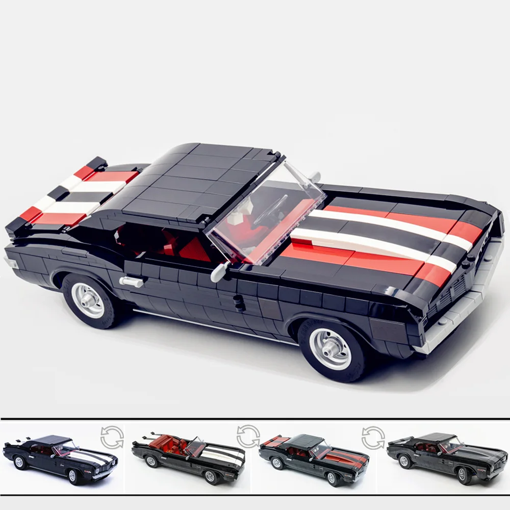 Классический гоночный автомобиль, модель CHEV-1969 Chevroleted Camaroes Z28, модель автомобиля 10304 года, набор строительных блоков, игрушки