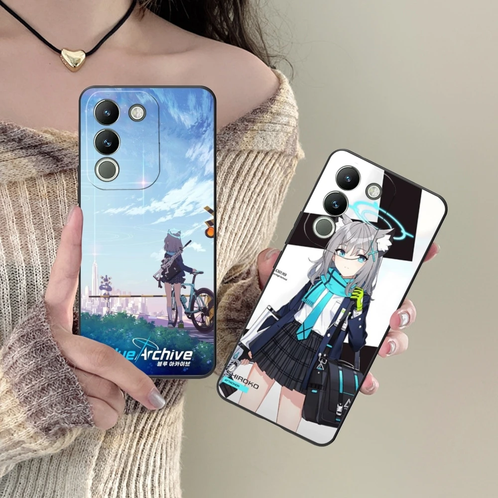 Синий архив Shiroko мобильный сотовый телефон фотоэлемент для VIVO Y95 Y93 Y31 Y20 V19 V17 V15 Pro X60 NEX черный мягкий чехол для телефона