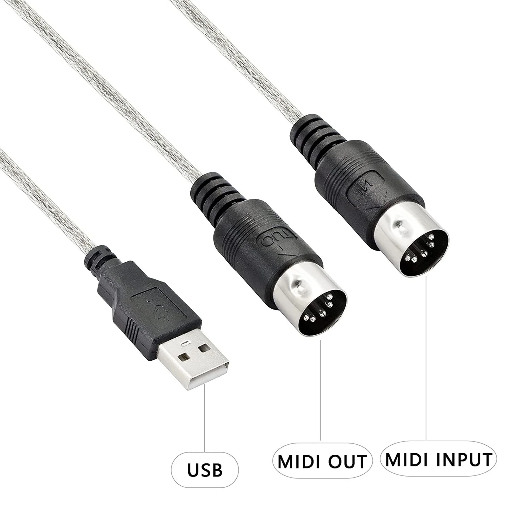 Фото USB-адаптер для кабеля MIDI, USB Type A папа-MIDI Din 5-контактный входной кабель, интерфейс со стандартным индикатором для музыкальной клавиатуры №2