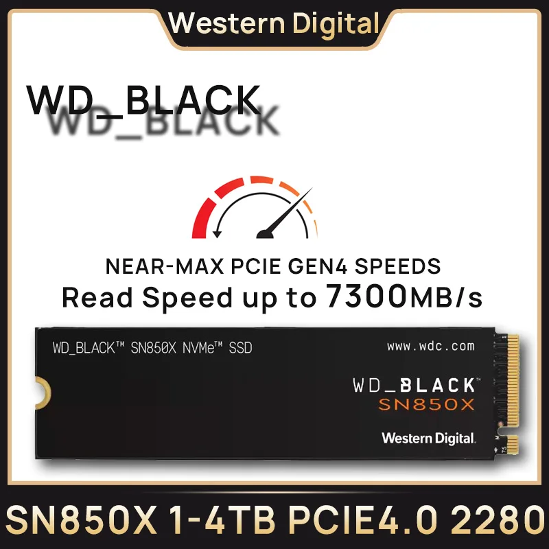 Western Digital WD_BLACK SN850X SSD M.2 NVMe PCIe 4,0, считывание до 7300 Мб/с, 2280 SSD для игрового компьютера, ноутбука, мини-ПК, ноутбука