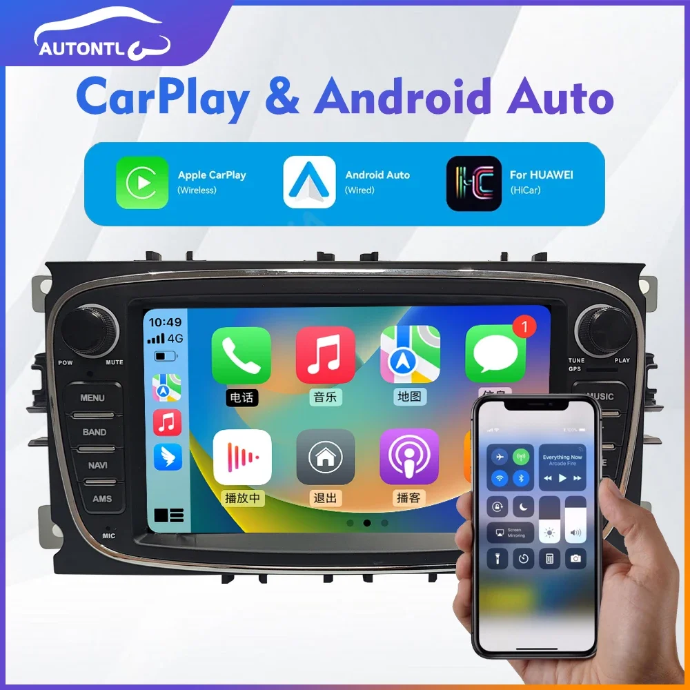 Автомобильный радиоприемник 7 дюймов, Android для 2009-14 Ford Classic Focus, мультимедиа, Carplay, стерео, автоаудио, навигация, GPS дисплей с кнопками
