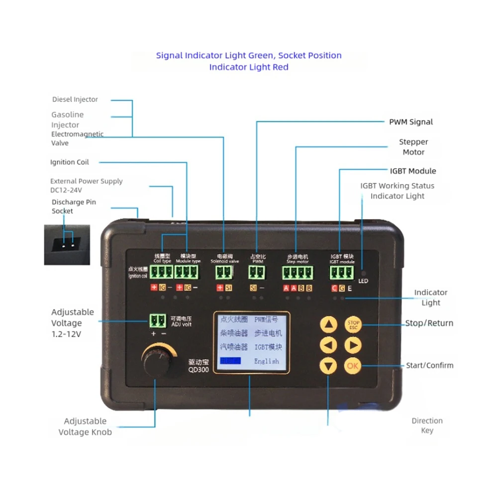 Фото Тестер автомобильной катушки зажигания QD300 QDB-2A 3A IGBT Тестер автомобильной катушки зажигания Привод Детектор неисправностей Электрический прибор №2