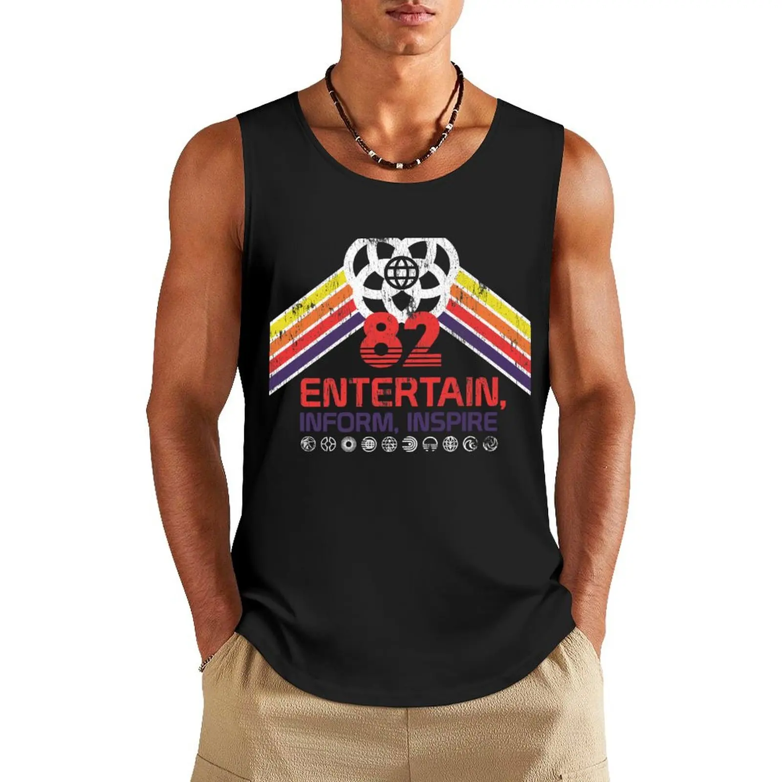 Рубашка EPCOT - Distressed Logo - Entertain Inform Inspire Tank Top Футболка мужская аниме спортивная рубашка мужская