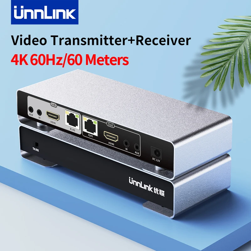 Unnlink 4K 60 Гц HDMI Ethernet-удлинитель по IP Rj45 Cat5e/6/7/8 60 метров для камеры ПК к телевизору проектор POC Каскад