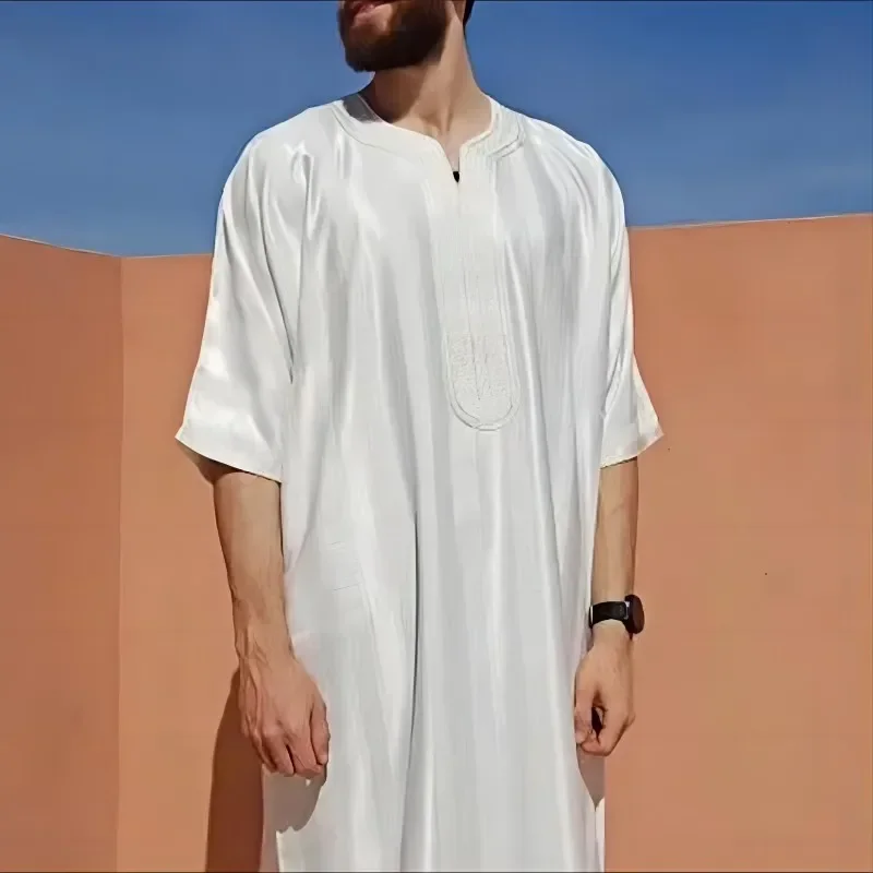 LIBIELIY, новинка 2024, арабская мусульманская мода Jubba Thobes Homme, исламская одежда, мужской вышитый марокканский кафтан, Ид, молитва, длинный Ro Мусульманская Мода