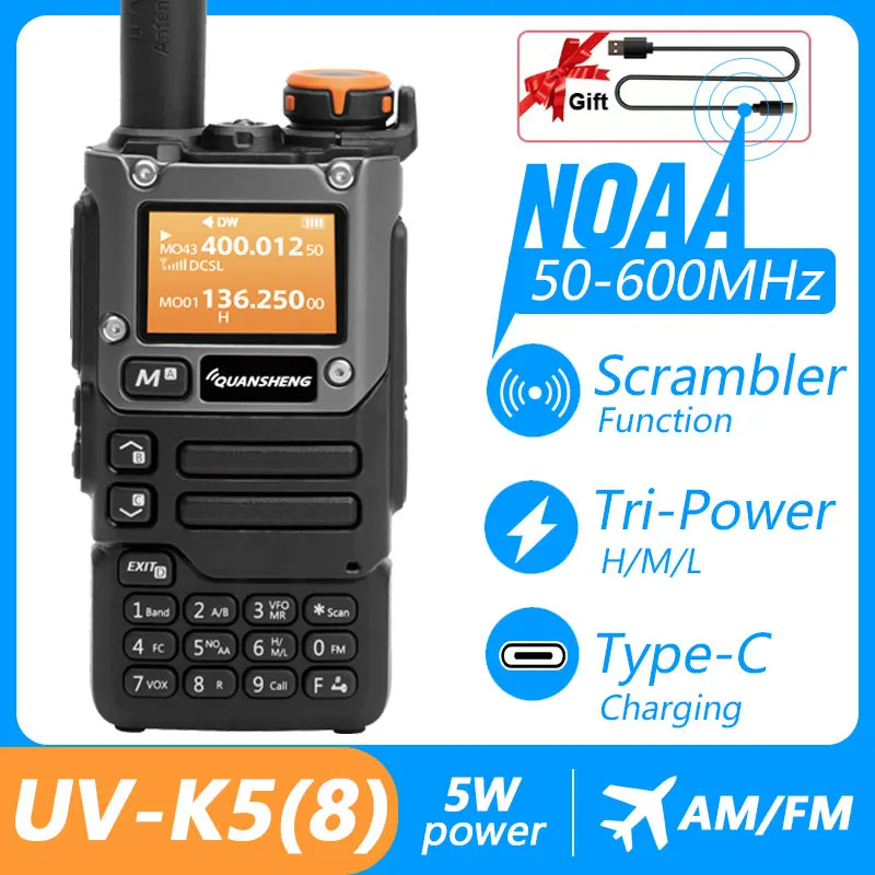 Портативная рация Quansheng UV K5 (8), Am Fm двухсторонний радиопереключатель, Любительская Беспроводная установка, приемник дальнего действия