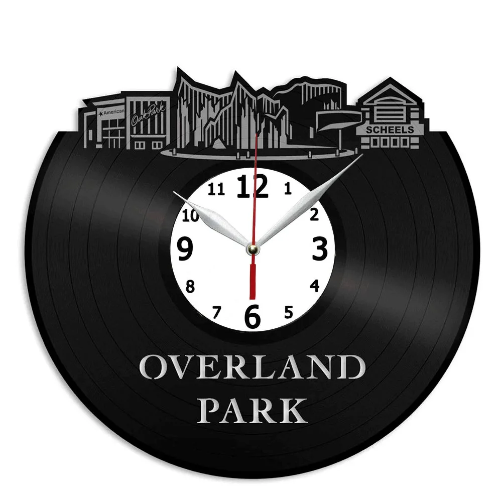 Настенные виниловые часы Overland Park KS для домашнего декора, настенные часы для гостиной, кухни, 12 дюймов