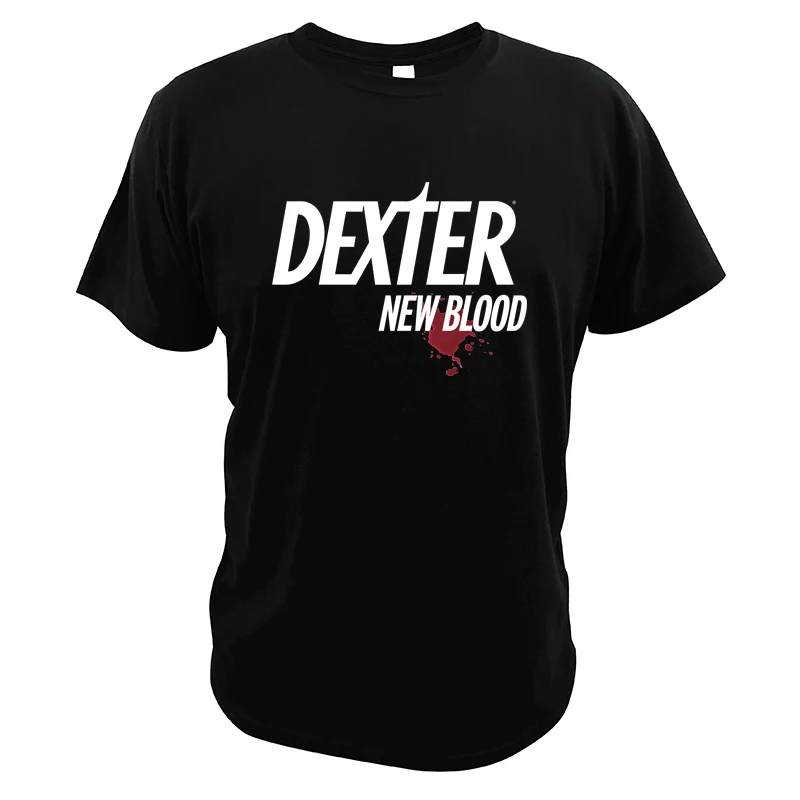 Фото Новинка 2021, футболка Dexter с изображением крови, новая американская серийная драма, загадка, миниатюрные классические популярные футболки унисекс для ТВ-шоу №2