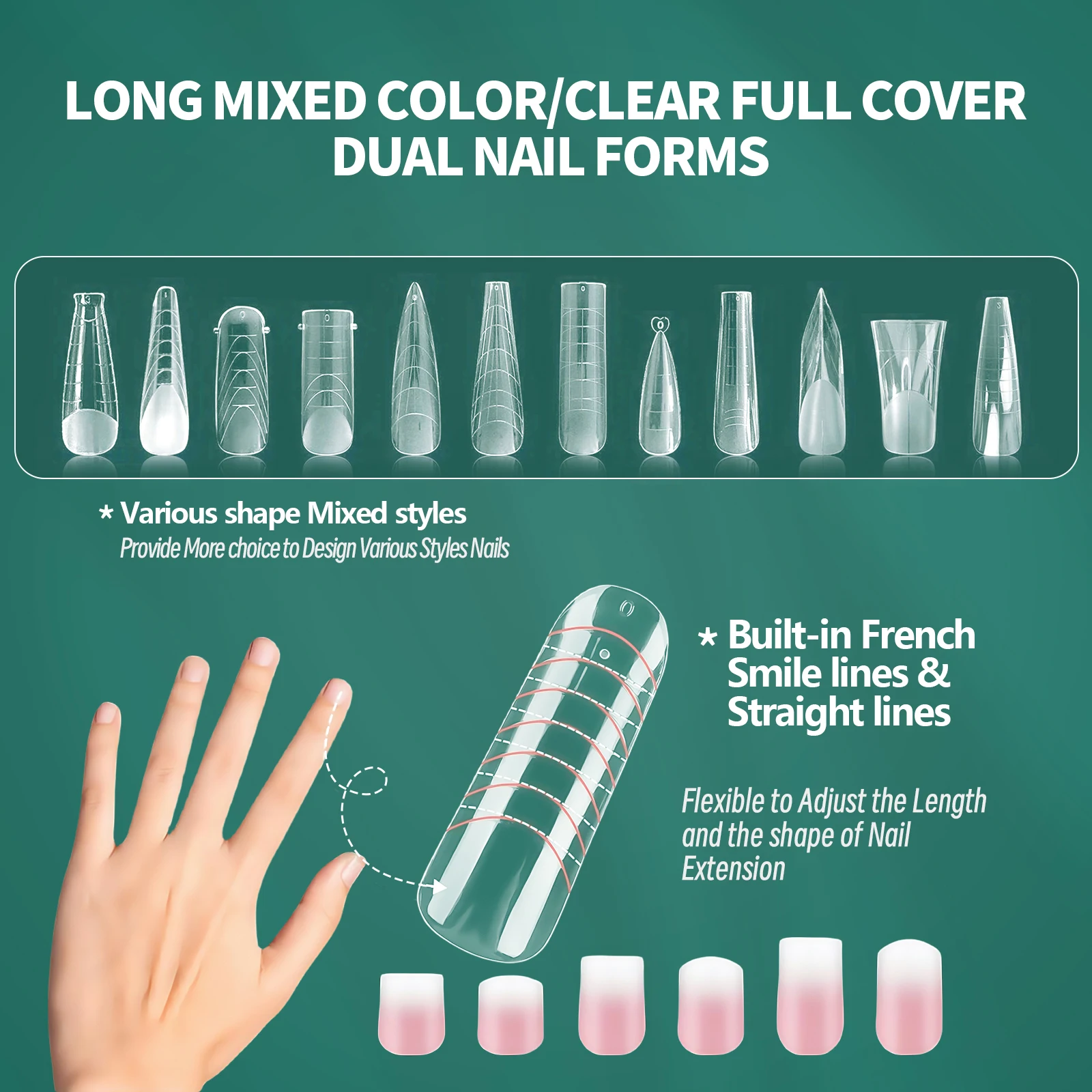 Фото Nailpop Красочные формы двойной формы для набора для наращивания ногтей из поли-геля Многоразовые формы Идеально подходят для самостоятельного дизайна ногтей и использования в салоне №3