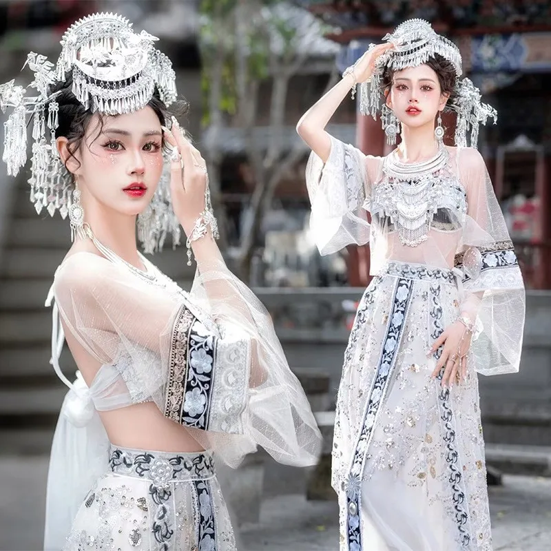 Фото Miao' S Girl New костюм Мяо Xishuangbanna Yunnan Dali Trip Shoot этнический стиль Одежда для студийной фотографии №4