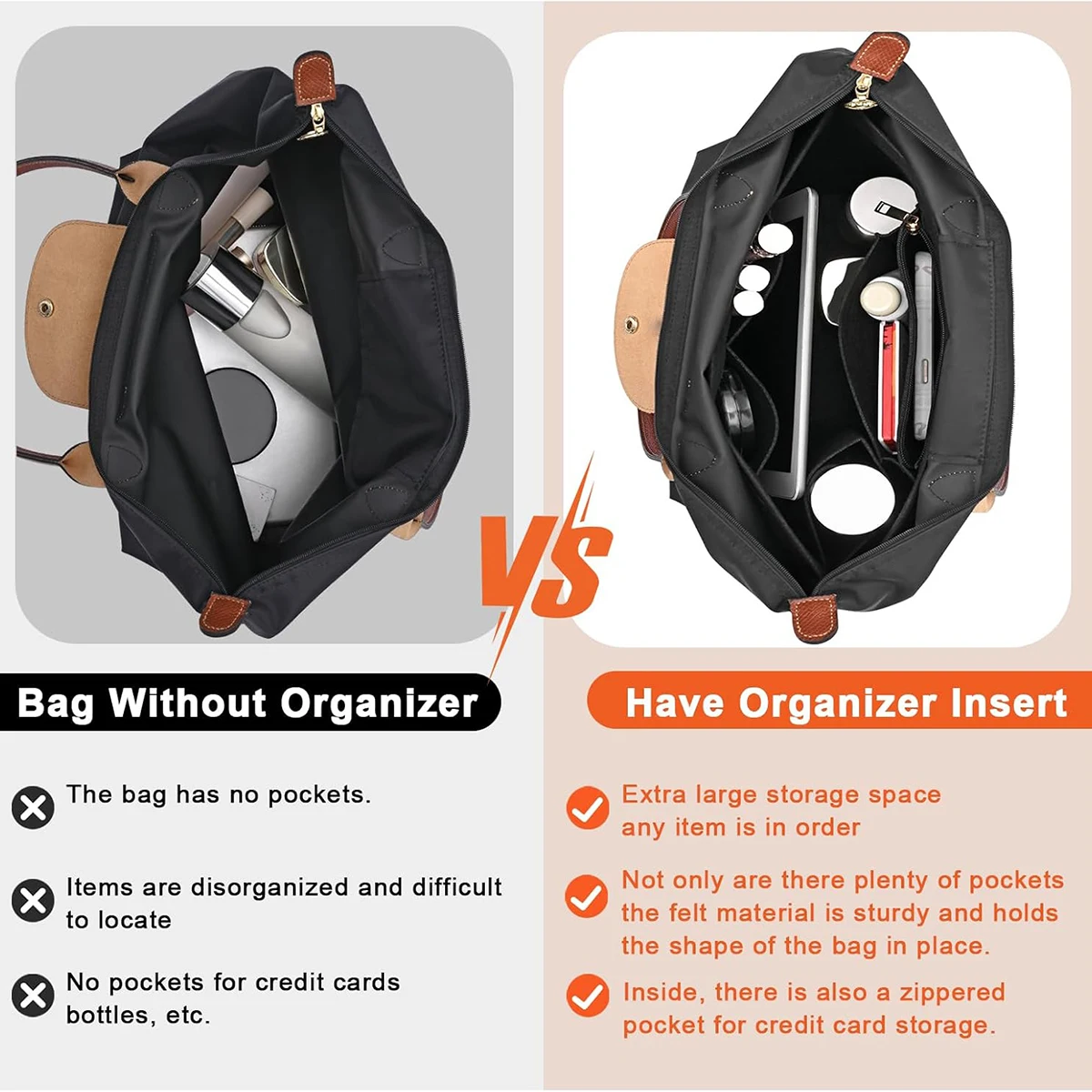 Фото Фетровая вставка-органайзер для кошелька Longchamp Le Pliage S/ML Вставка для сумки №5