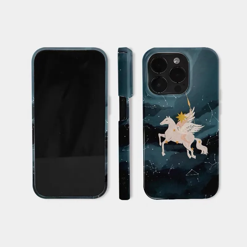 Фото Темно-зеленый чехол для телефона Galaxy White Horse с рисунком для iPhone 17 16E 15 14 Plus 13 Mini 11 ProMax 12 Pro Back Cover X XR SE Funda №5