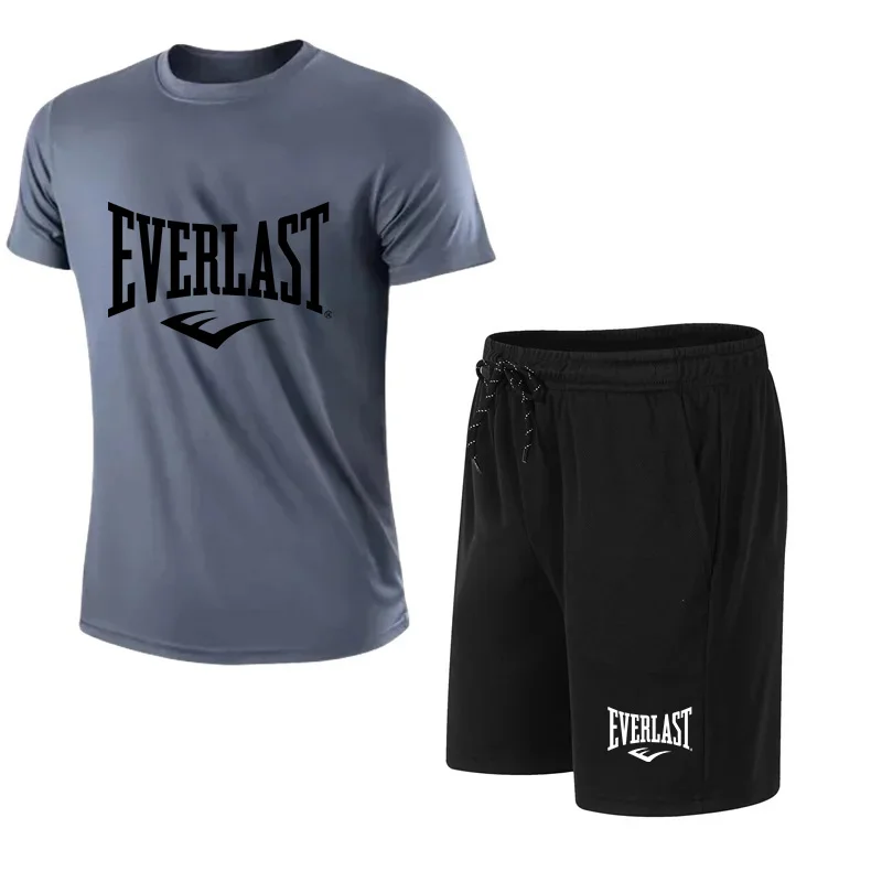 Мужская футболка и шорты EVERLAST, комплект из 2 предметов, спортивный комплект с коротким рукавом для отдыха и спортзала, брендовая одежда с принтом (art.: 3920c6d2de899) - 3920c6d2de899