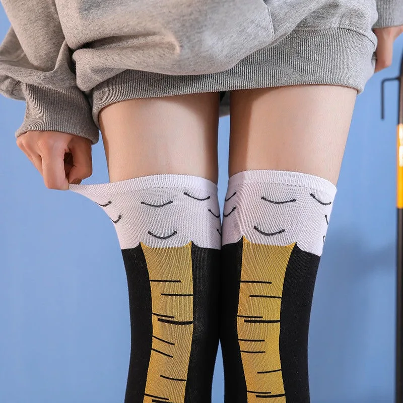 Забавные 3D куриные женские и мужские носки с принтом мультфильмов, косплей, высокая гибкость, высокие носки, хлопок, 2025 г., новая мода, тонкий носок