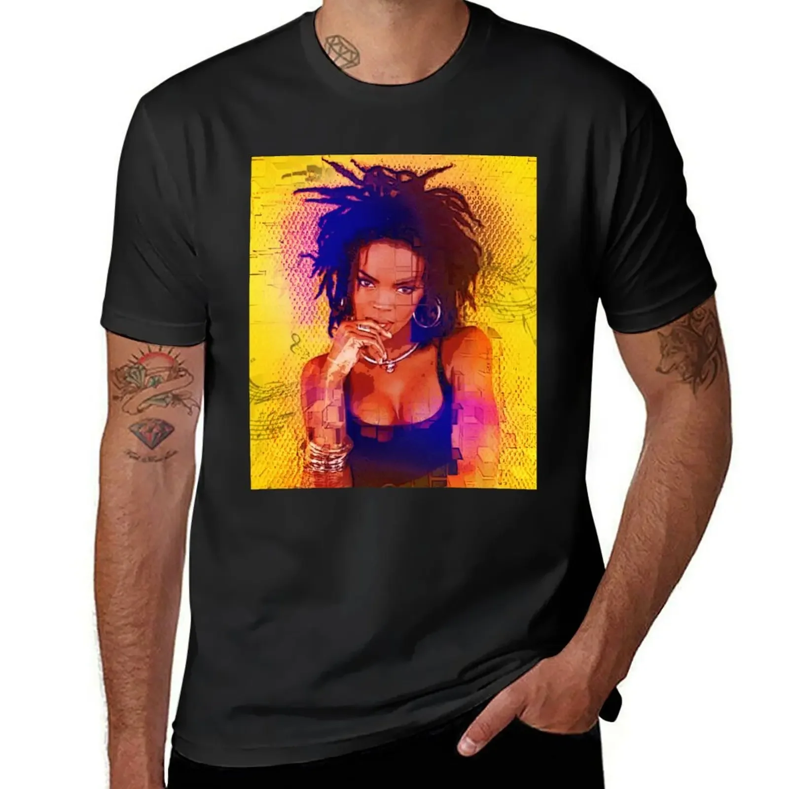 Волшебная футболка vibes Lauryn Hill-цвета и желто-цифровая краска от Iona Art, цифровая футболка, быстросохнущие Аниме футболки для мужчин