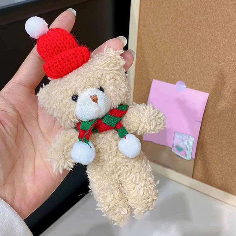 Фото Kawaii Рождественский брелок с медведем, мультяшный милый плюшевый кулон с медведем, детские игрушки, модные украшения для рюкзака, аксессуары, подарки №5