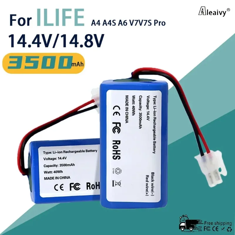 Сменный аккумулятор 14,4 В, 2600 мАч для робота-пылесоса ILIFE A4, A4s, V7, V7s Plus, A6, аккумуляторная батарея 18650