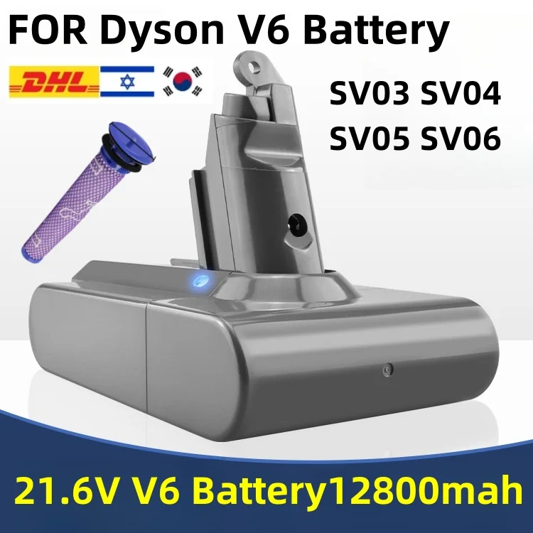 Батарея V6 для Dyson, перезаряжаемая батарея 21,6 в 12800 мАч для пылесоса Dyson V6 DC58,DC59,DC62, 650770, SV03,SV04,SV05,SV06