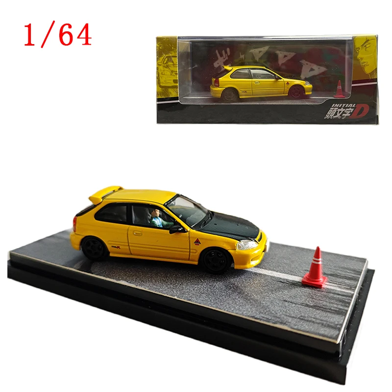 Литая под давлением модель автомобиля 1/64 Honda Ek9 Car ModeI Initial D, спортивный автомобиль, игровой автомобиль, оригинальная коробка