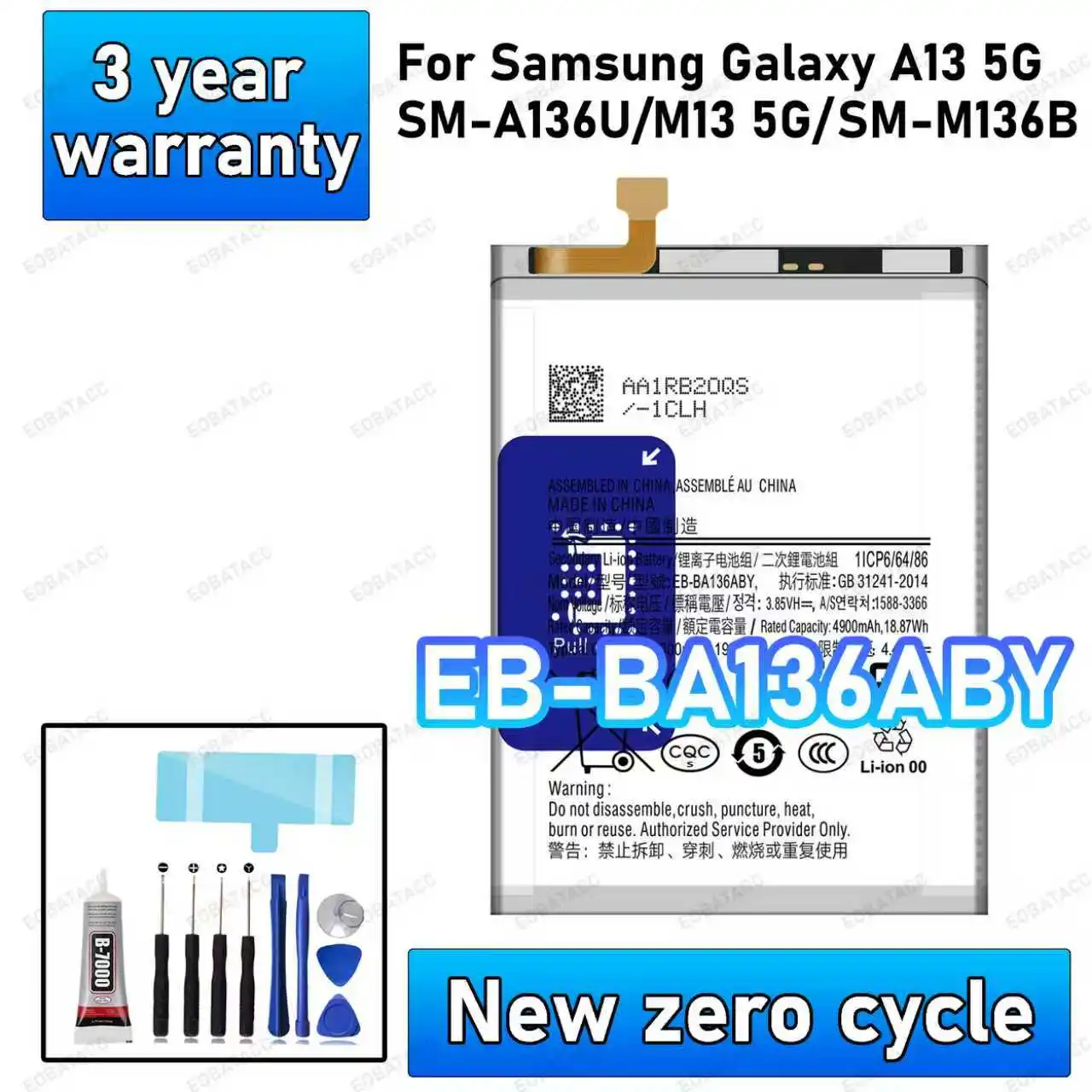 100% новый высококачественный аккумулятор EB-BA136ABY для SAMSUNG Galaxy a13 5G/SM-A136U/M13 5G/SM-M136B, сменные аккумуляторы + Fre