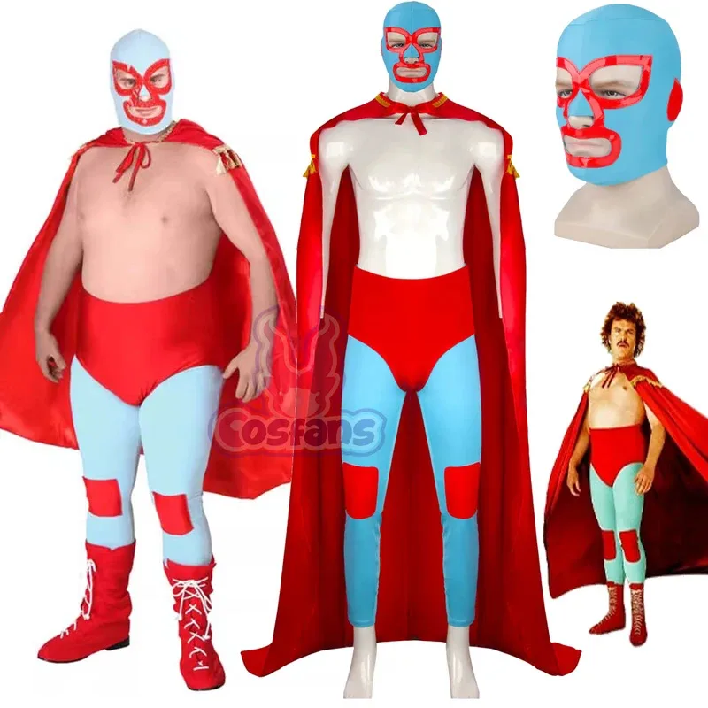4 шт., мексиканский борцовский костюм Lucha Libre, красный плащ, одежда для борьбы с бульбой на Хэллоуин, рождественская униформа для ролевых игр, для взрослых мужчин