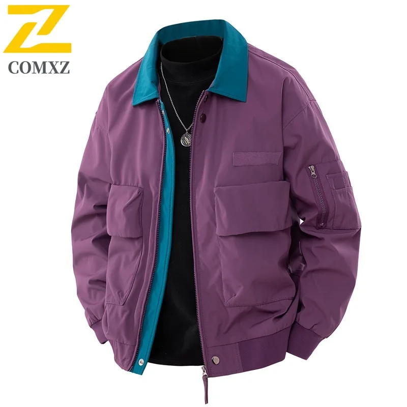Фото COMXZ мужское пальто Chaqueta, легкая дышащая уличная модная куртка для рыбалки и путешествий, осенняя свободная классическая верхняя одежда №3
